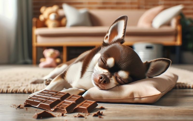 チョコレートを食べてしまい具合の悪い犬
